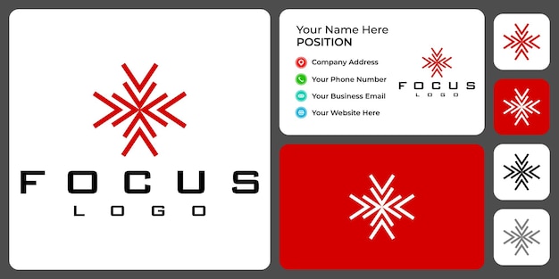 Focus logo design with business card template.