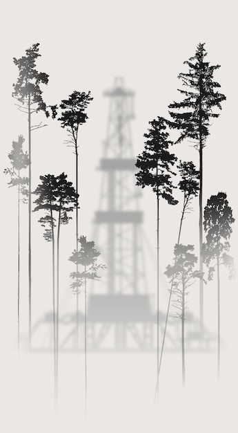 Vector fog in the pine forest vector illustration sketch for creativity