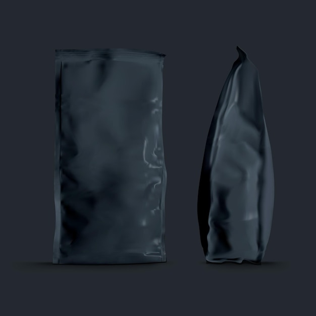 Vector foil paper folded package for coffee sugar flour