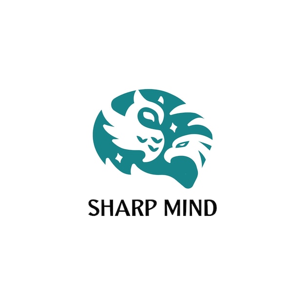 Fokus sharp mind logo concept wirh brain owl and eagle for education sector