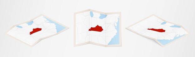 Folded map of Kentucky in three different versions.