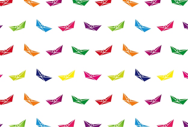 folded paper boat origami seamless background.