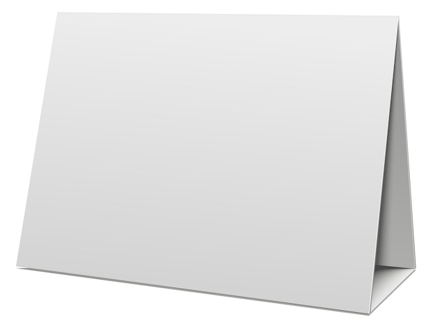 Folded paper card stand Blank white mockup