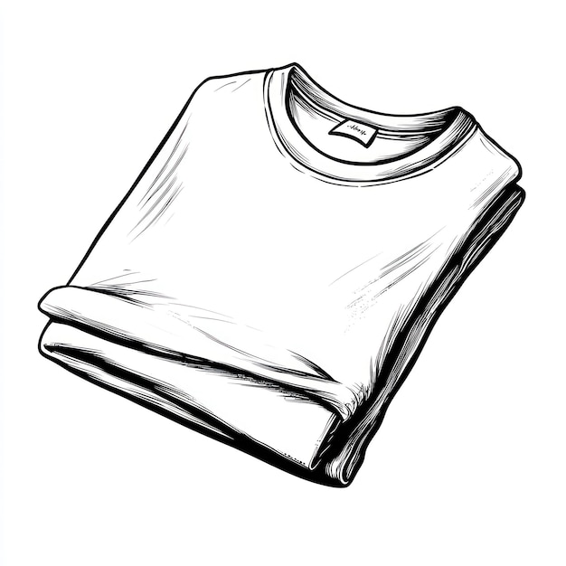 Folded tshirt clean simple vector outline black