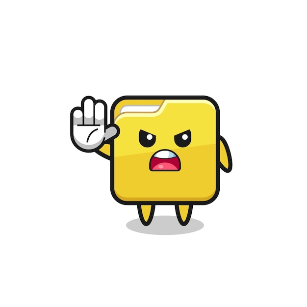 Folder character doing stop gesture