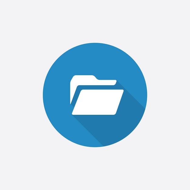 Folder Flat Blue Simple Icon with long shadowxA