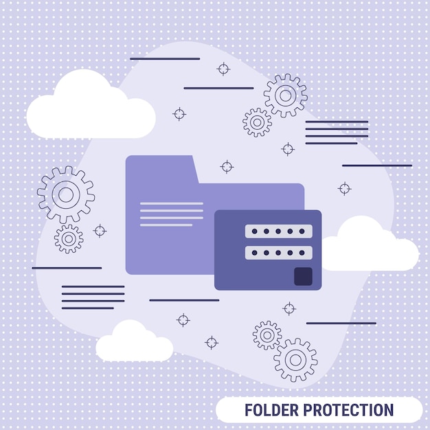 Folder protection flat design style vector concept illustration