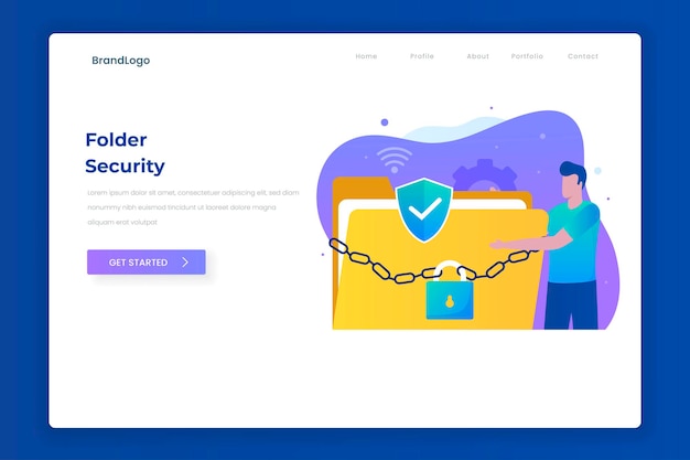 Folder protection illustration landing page.  