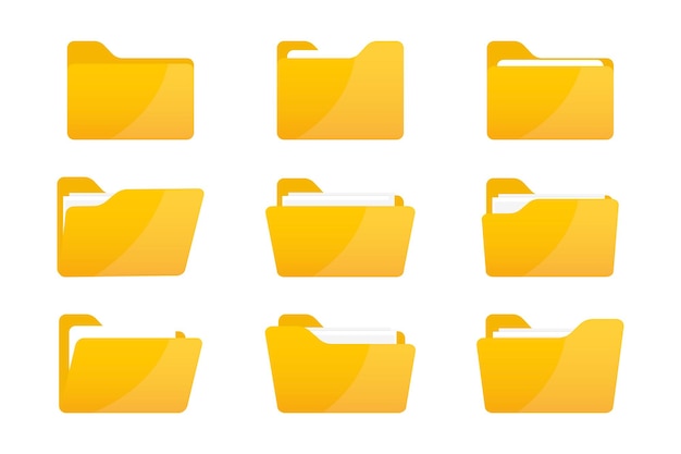 Folders icon Folders with documents Open folder and close folder Document directory sign Data office folder file Set of flat icons folder for your web site design app UI Vector illustration