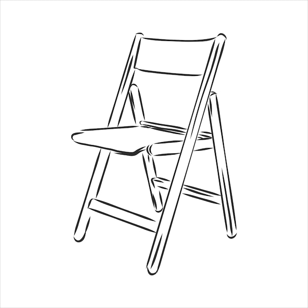 Folding chair isolated on white background. Vector illustration in a sketch style.