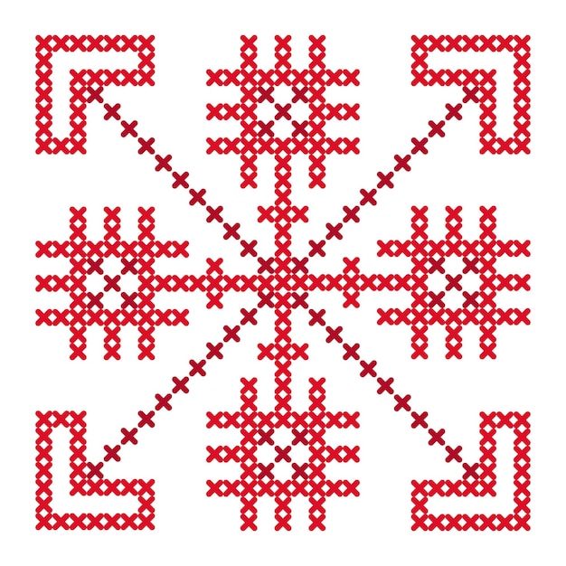 Folk pattern cross stitch snowflake or flower 6