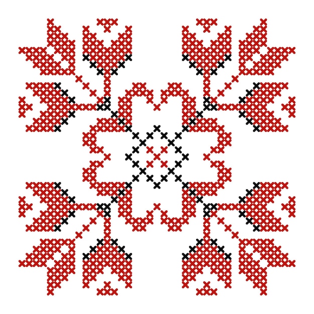 Folk pattern cross stitch snowflake or flower