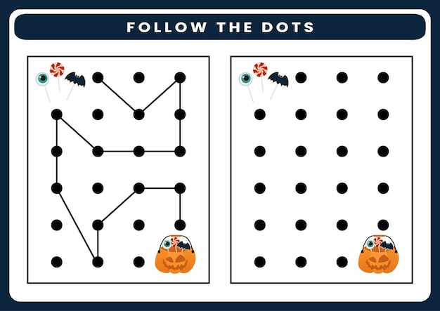 Follow the dots halloween theme worksheet for kids