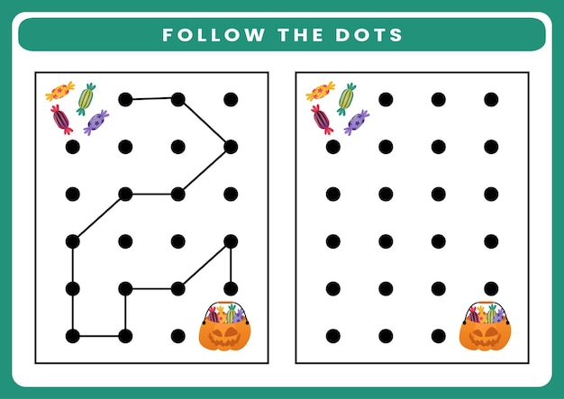 Follow the dots halloween theme worksheet for kids