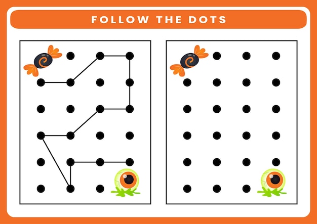 Follow the dots halloween worksheet for kids