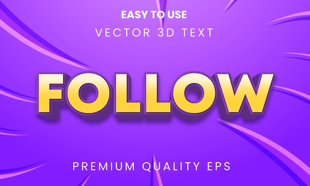 Follow editable 3d text effect template