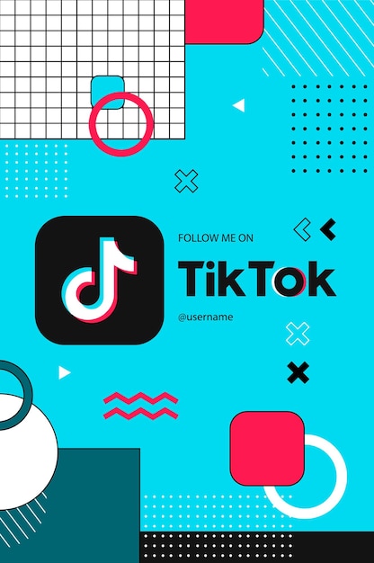 Vector follow me on tiktok tiktok background memphis style background