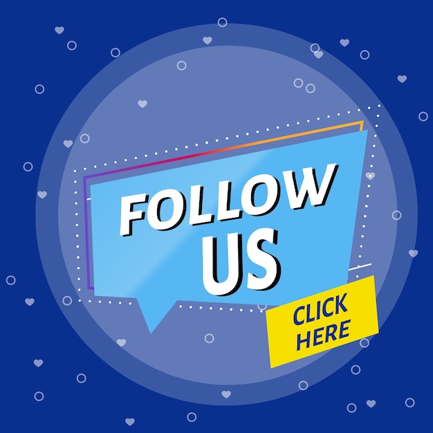 Follow us banner with dark blue background in vector illustration