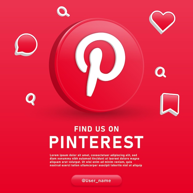 follow us on pinterest 3d logo and social media background notification icons like comment save icon