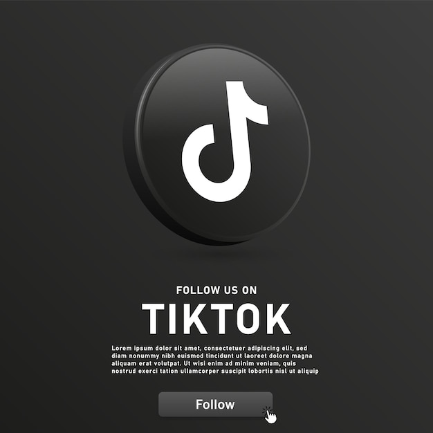 Vector follow us on tiktok 3d logo icon for social media icons logos in 3d round circle join us banner