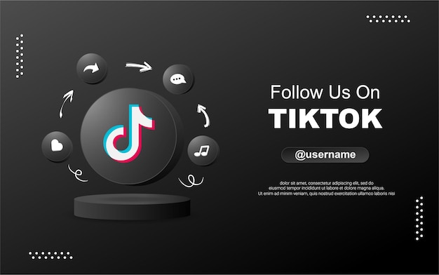 Follow us on tiktok for social media in 3d round circle notification icons