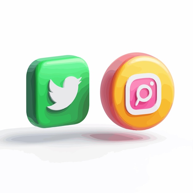 Vector follow us on whatsapp logo and 3d social media network icons