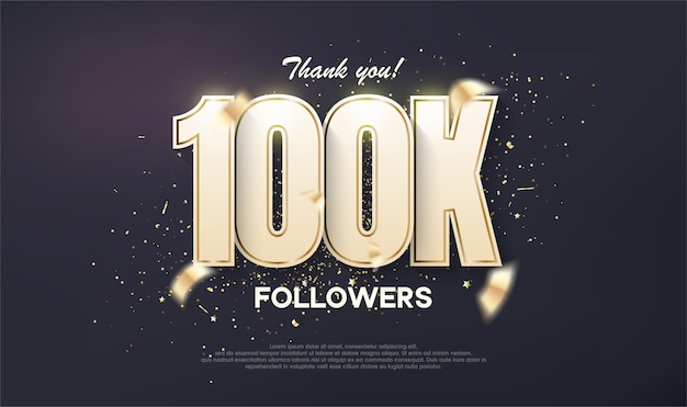 Vector followers design 100k achievement celebration unique number with luxury gold premium vector for poster banner celebration greeting