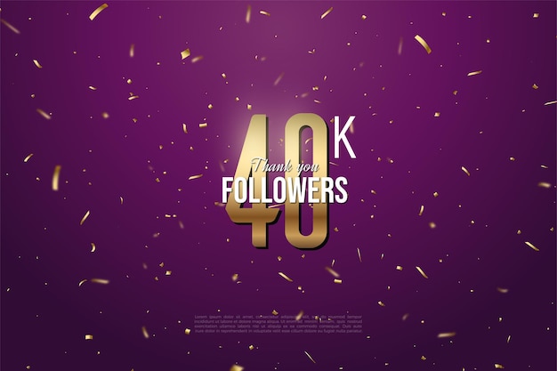  followers with illustration of golden numbers covered in writing.