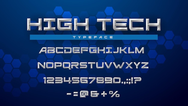 Font alphabet high tech type digital technology