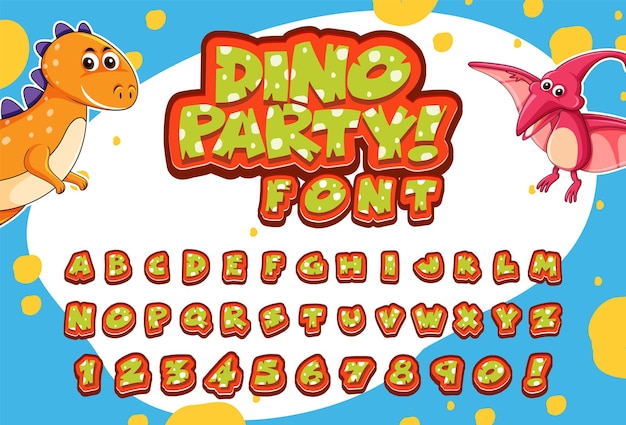 Font design for english alphabets in dinosaur character on color