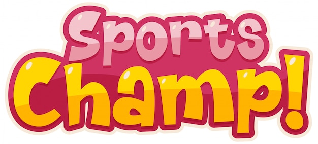 Font design template for word sports champ on white background