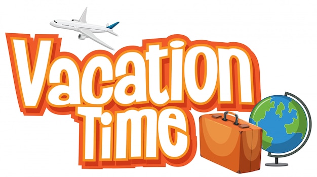 Font design template for word vacation time on white background