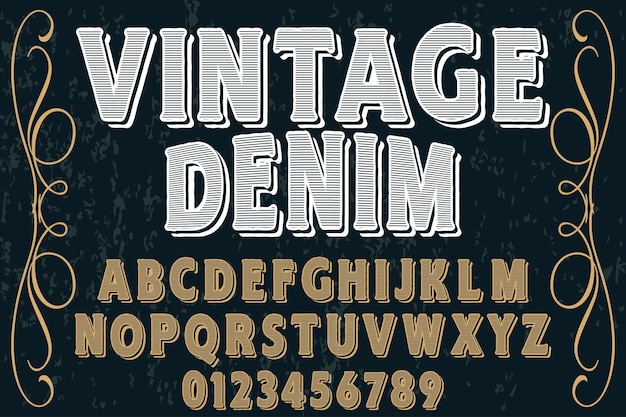 Font  label design vintage denim