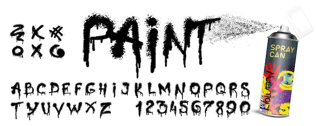 Vector the font of the latin alphabet from which the paint drips english letters written in black oil