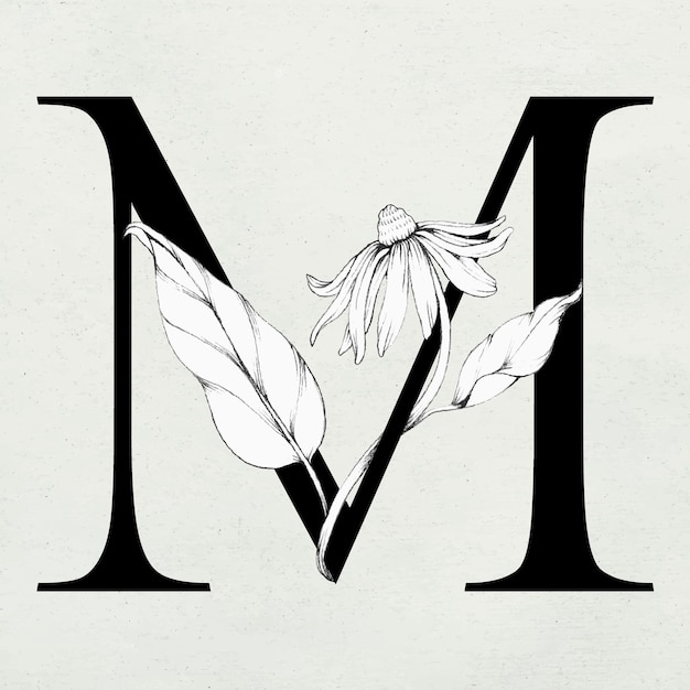 Font m vintage letter floral typography