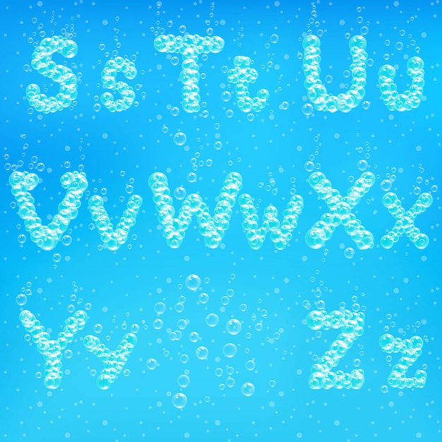 Font of soap bubbles. Alphabet of bubbles illustration