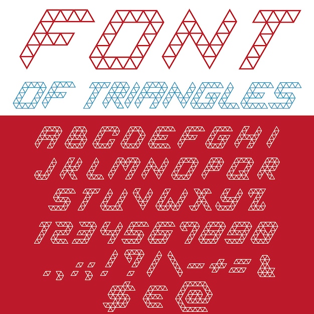 Font triangles . Typography digital . Creative linear Typeface.