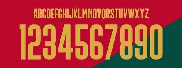 font vector Portugal home 2022 world cup font football sports style letters and numbers for soccer