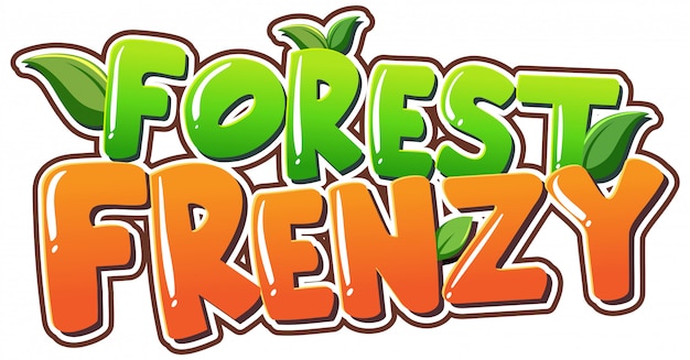 Font for word forest frenzy in green and orange color