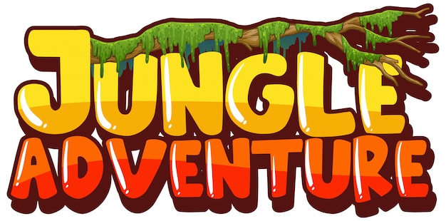 Font for word jungle adventure with moss branch