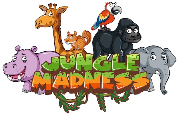 Font for word jungle madness with animals