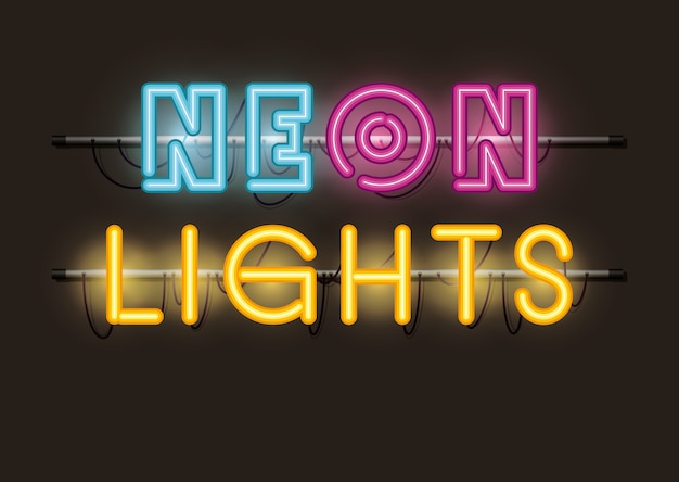 Fonts neon lights icons