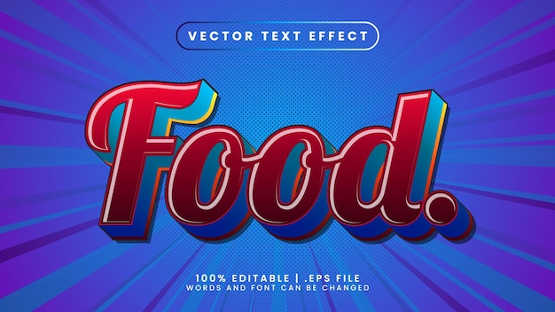 Food 3d editable text effect with red and blue text style