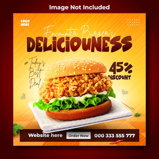 Food ads promotional social media post template design