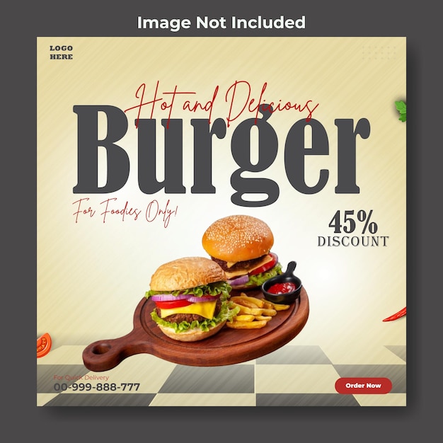 Food ads promotional social media post template design