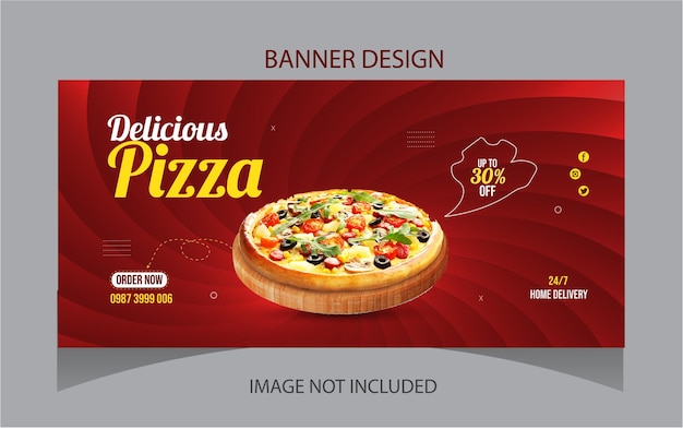 Vector food advertisement horizontal banner design