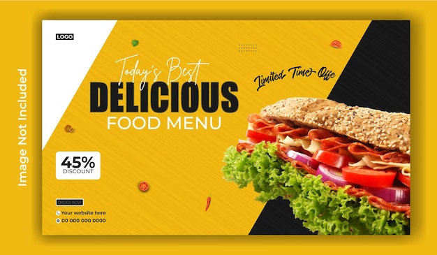 Vector food advertisement promotional web banner template design