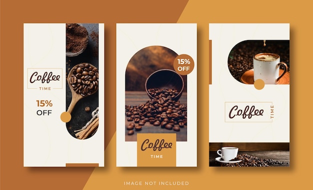 Food Aesthetic Instagram Story Template Set vector