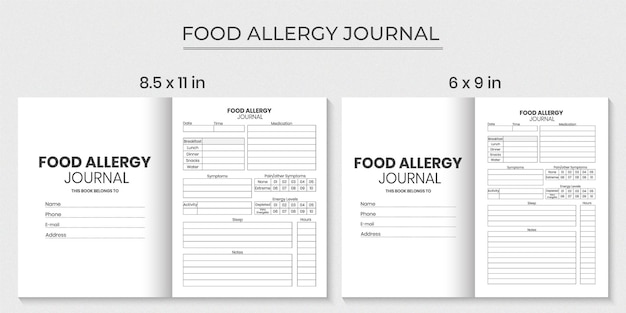 Food Allergy Journal and Planner for your kdp Business