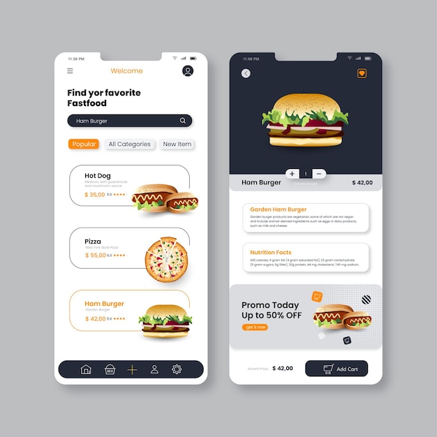 Food app Ui mobile template